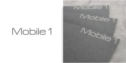 Mobile1のロゴと印刷物